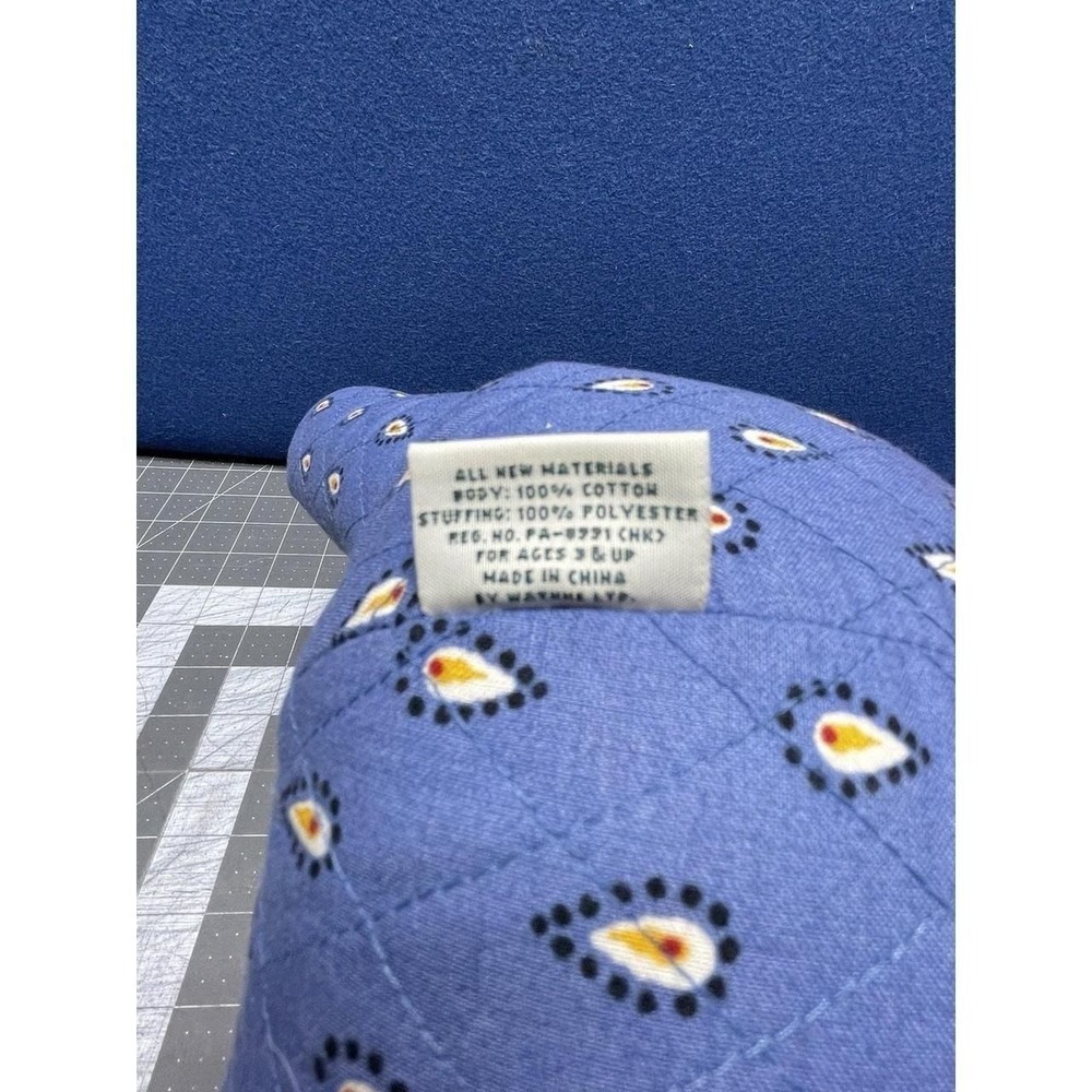 Retired Vera Bradley Blue Beary Teddy Bear Plush 11" Sitting Quilted Cotton - Picture 4 of 4
